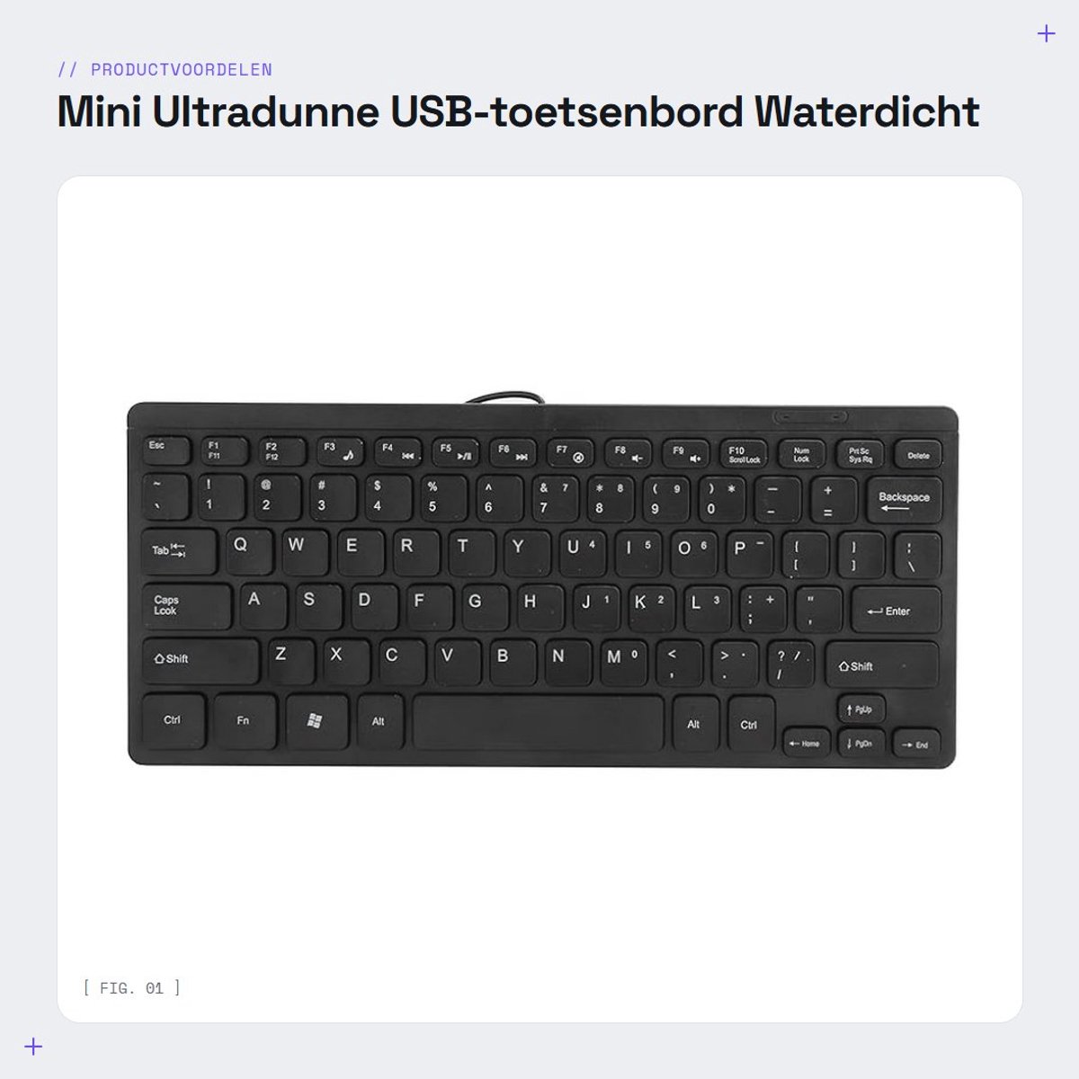 Dailygoods - Mini Ultradunne USB-toetsenbord - Waterdicht en Draagbaar - Ideaal voor Laptopgebruik - Compact en Handig - Multimediatoetsenbord - Perfe...