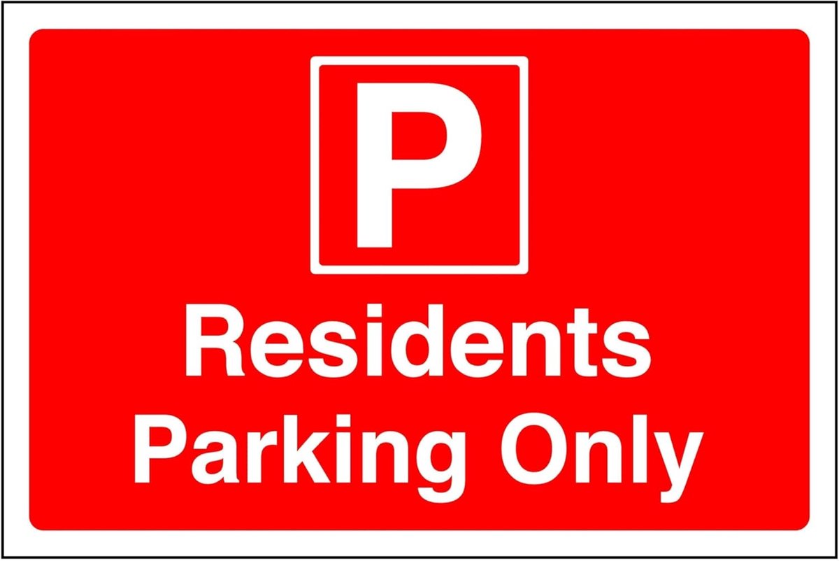 Parkeerbord Bewoners - Toegangsbord - Parkeerregulering - Duurzaam Dibond Aluminium - 40x30 cm - Rood Wit