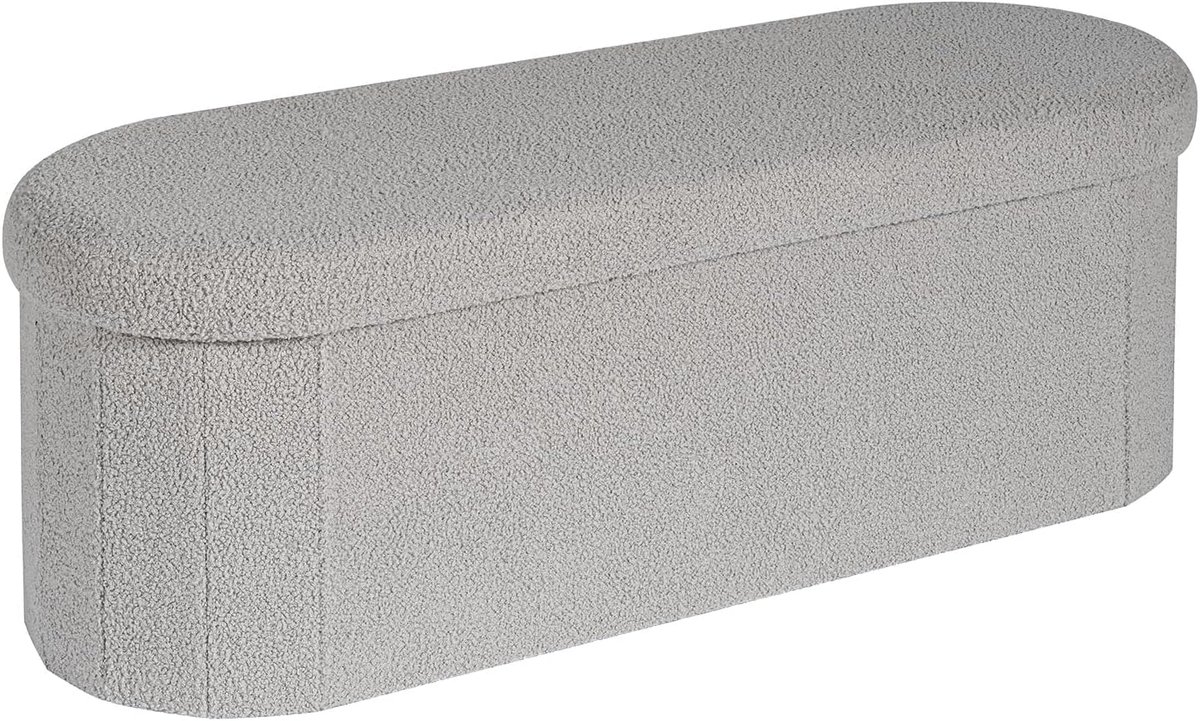 Opbergbank - Opbergkruk poef - Ruimte organiseren - Opvouwbaar design - 110 x 38 x 38 cm - Grijs