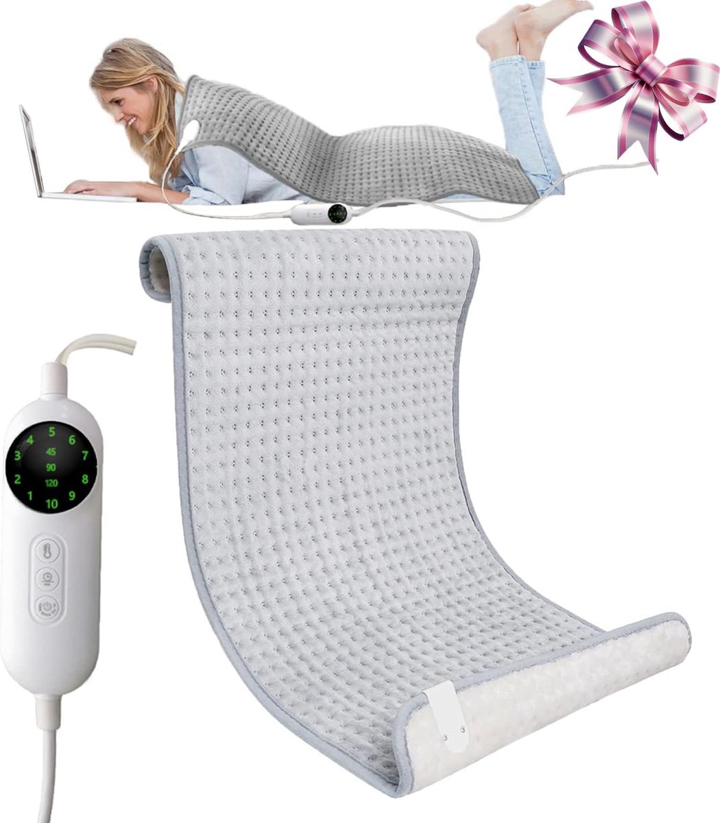Elektrische deken - Warmtedeken - Ontspannen warmte - Veiligheidsuitschakeling - 100 x 50 cm - Grijs