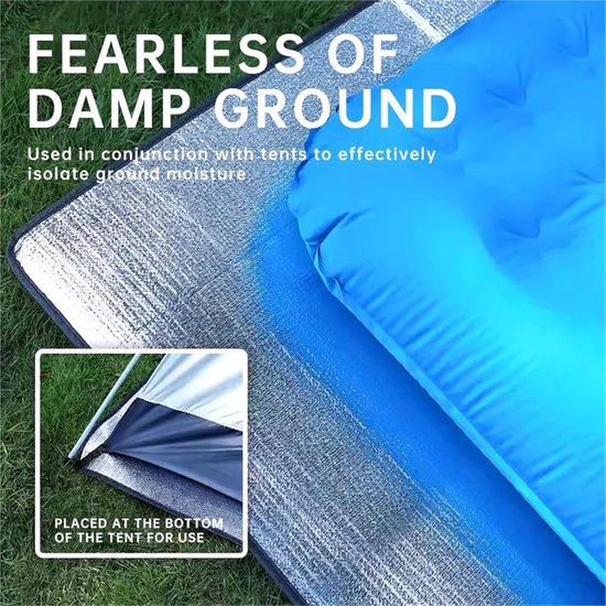 Kampeer mat - Isolatie deken - Buiten slapen - Dubbelzijdig waterdicht - 2x2 meter - Aluminium — afbeelding 4
