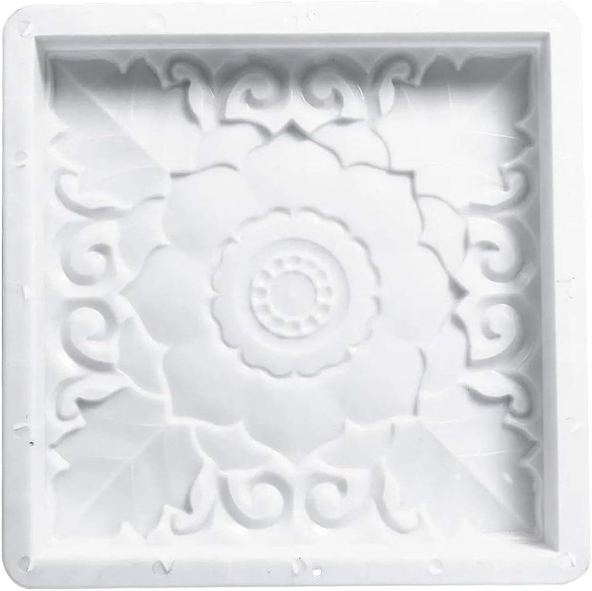 Betonmal Bloempatroon - Tuinsteen mal - Decoratie maken - Antiek cement ontwerp - Vierkant - Zwart