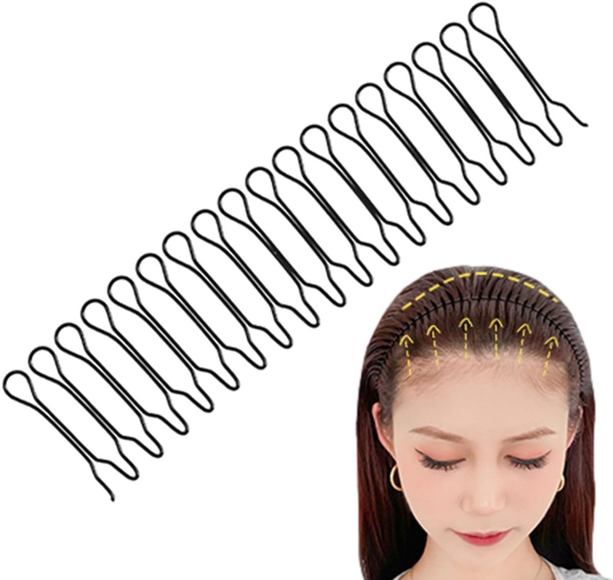 Haarstyling Fixer Kammen - Haarspeld Houder - Kapsel Creëren - Onzichtbare Pony Ontwerp - 21x3 cm - Zwart