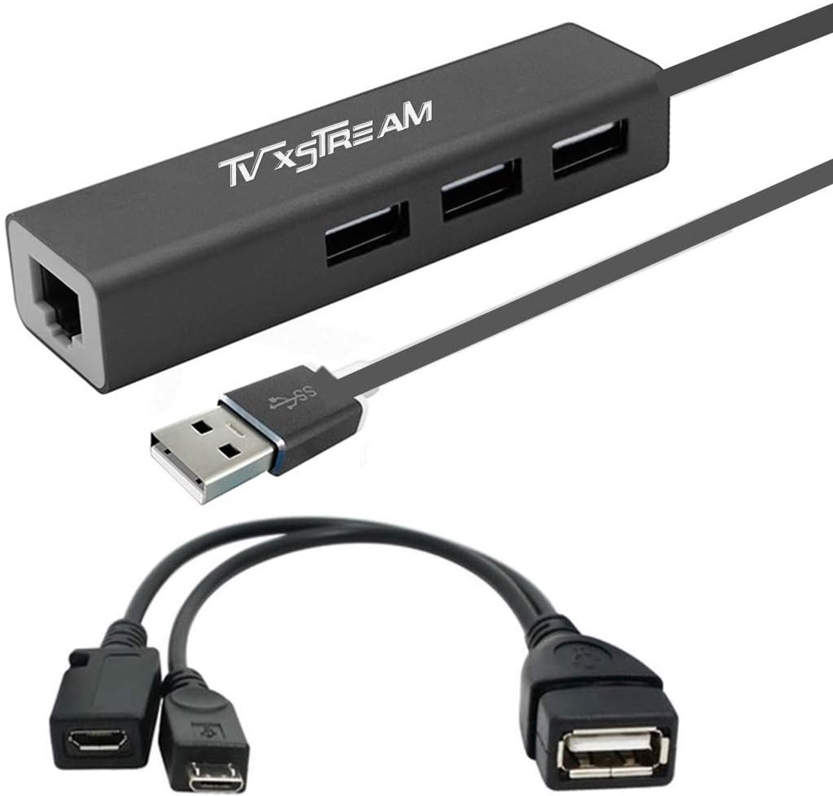 Ethernet Adapter Hub - USB Uitbreiding - Streamen Verbeteren - Plug en Play - 3 Poorten - Zwart