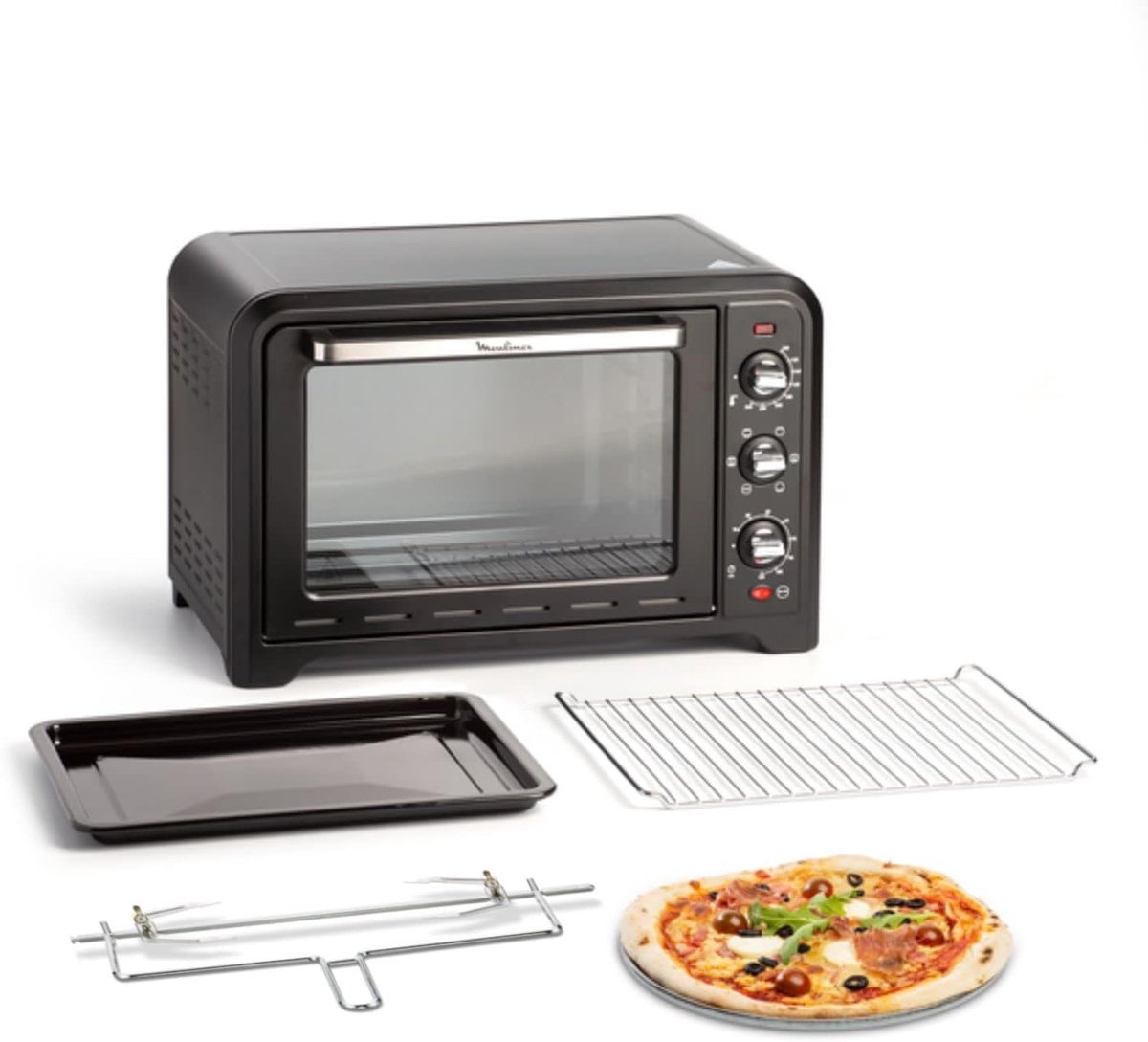 Elektrische Oven - Compacte Oven - Gezinsmaaltijden Bereiden - 7 Kookprogramma's - 39 Liter Capaciteit - Zwart