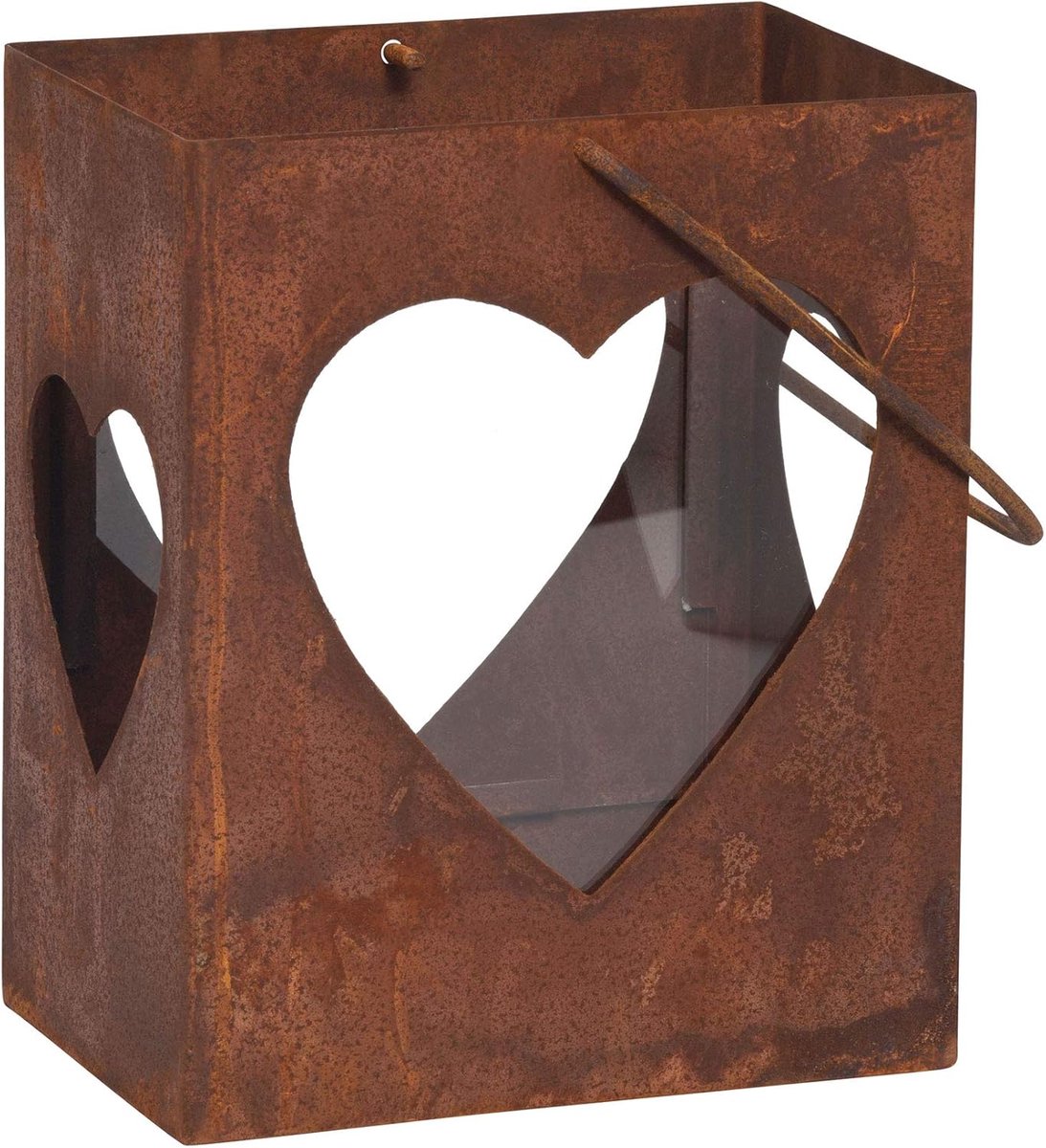 Windlicht Hart - Tuin lantaarn - Tuin decoratie - Uniek design - H28cm - Roestbruin