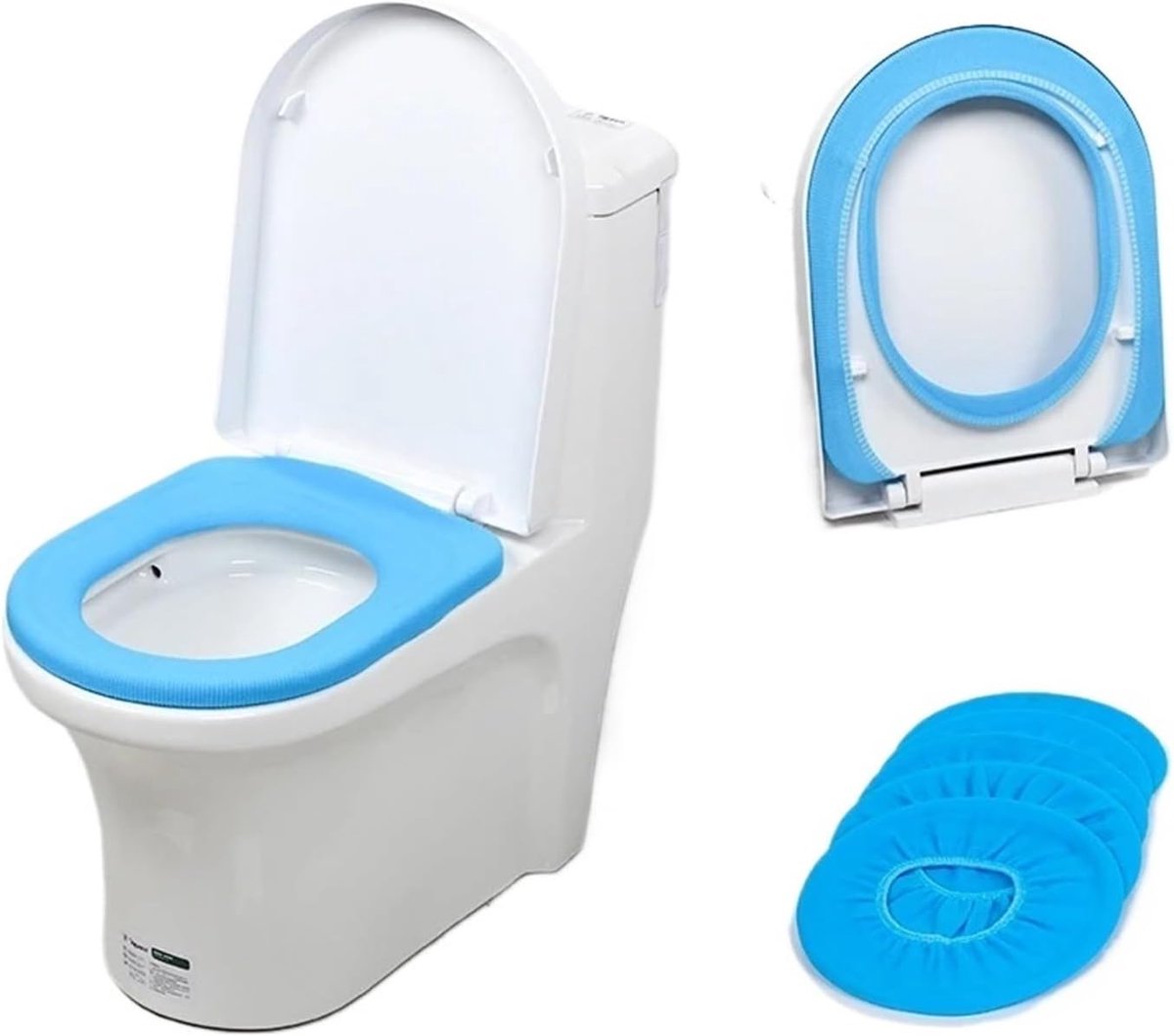 Toiletbril bekleding - WC bril mat - Badkamer comfort - Wasbaar en herbruikbaar - 3 stuks - Blauw