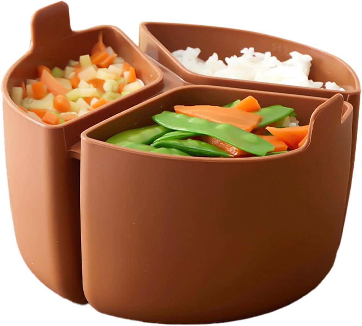 Slow Cooker Verdelers - Kookpot Inzetstukken - Maaltijden Voorbereiden - Drievoudig Ontwerp - 18 cm breed - Bruin
