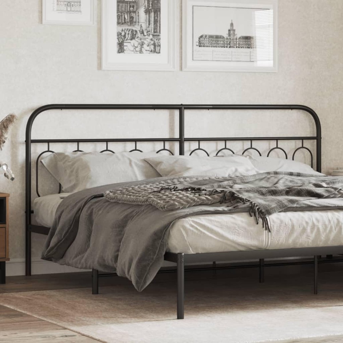Klassiek Hoofdeinde - Bed Rugleuning - Ontspannen Lezen - Stabiel Stalen Design - 200 cm - Zwart