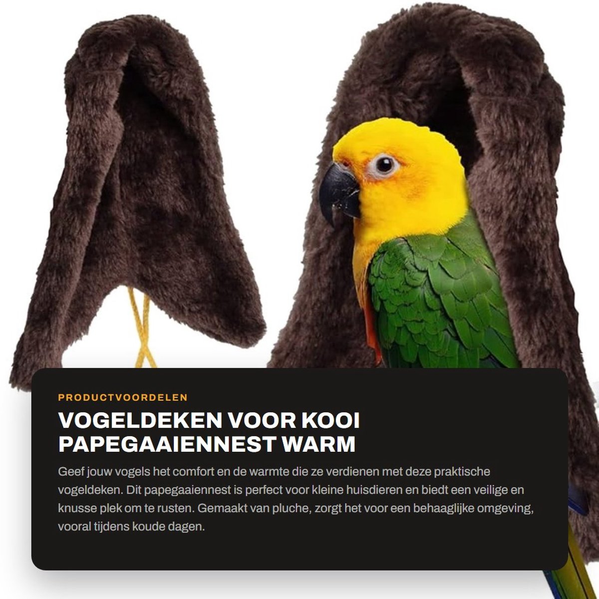 Dailygoods- Vogeldeken Pluche - Papegaai Deken - Warm Vogelnest - Hangmat Kooi - Kleine Huisdieren - Afmetingen 15x15x7 cm