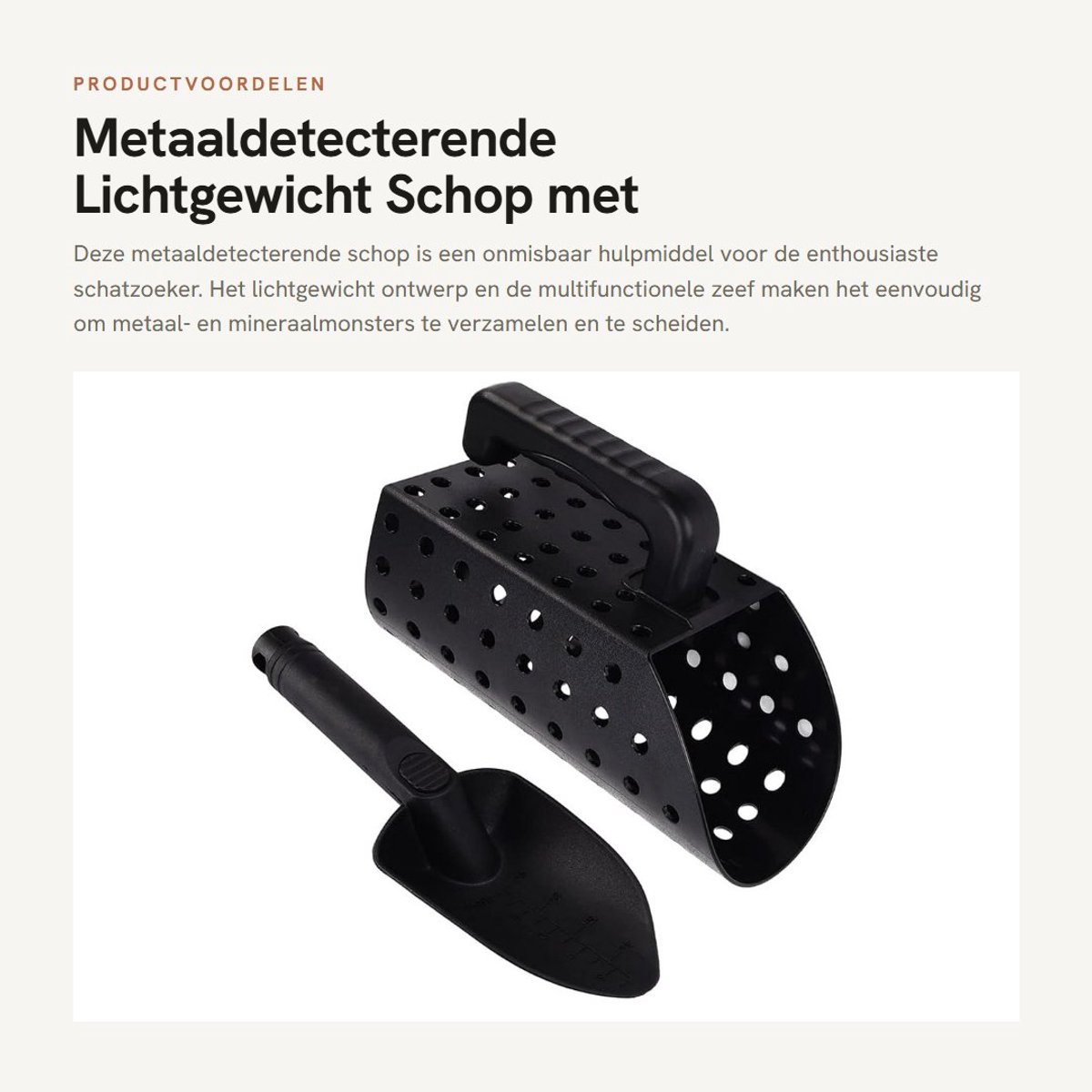 Dailygoods- Metaaldetectorschop Lichtgewicht - Multifunctionele Zeef - Zandzeef Scoop Tool - Ronde Gaten - Inclusief Schop Cover - Hoogwaardige ABS Materialen - Metaaldetector