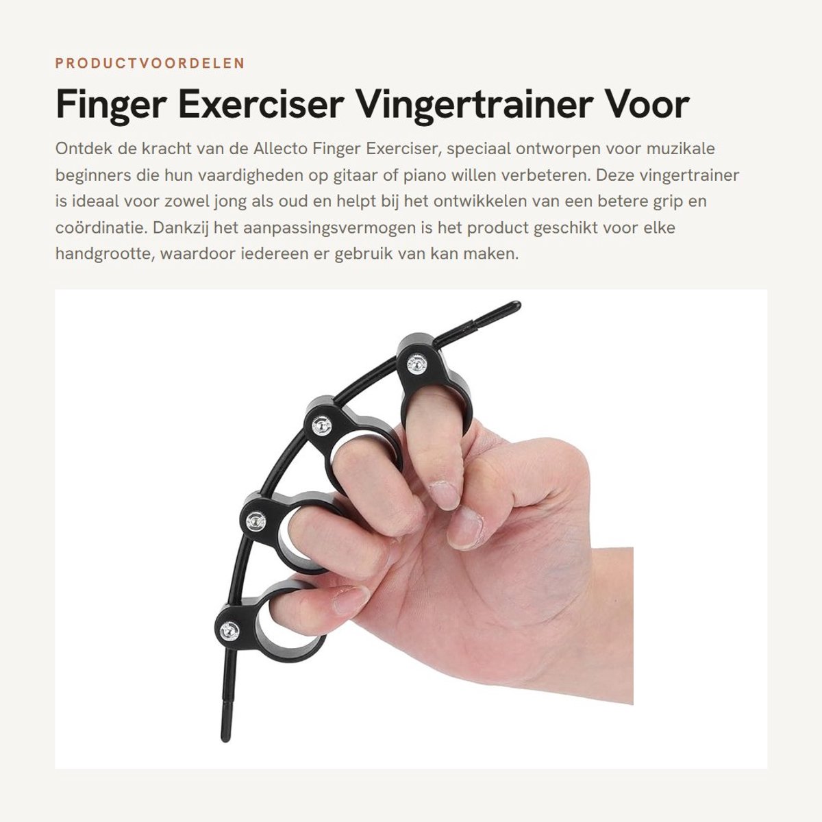Dailygoods- Vingeroefenaar Groot - Gitaar Akkoord Vinger Opener - Piano Vinger Separator - Verstelbaar - Antislip - Geschikt voor Muzikale Beginners - Vingeroefening