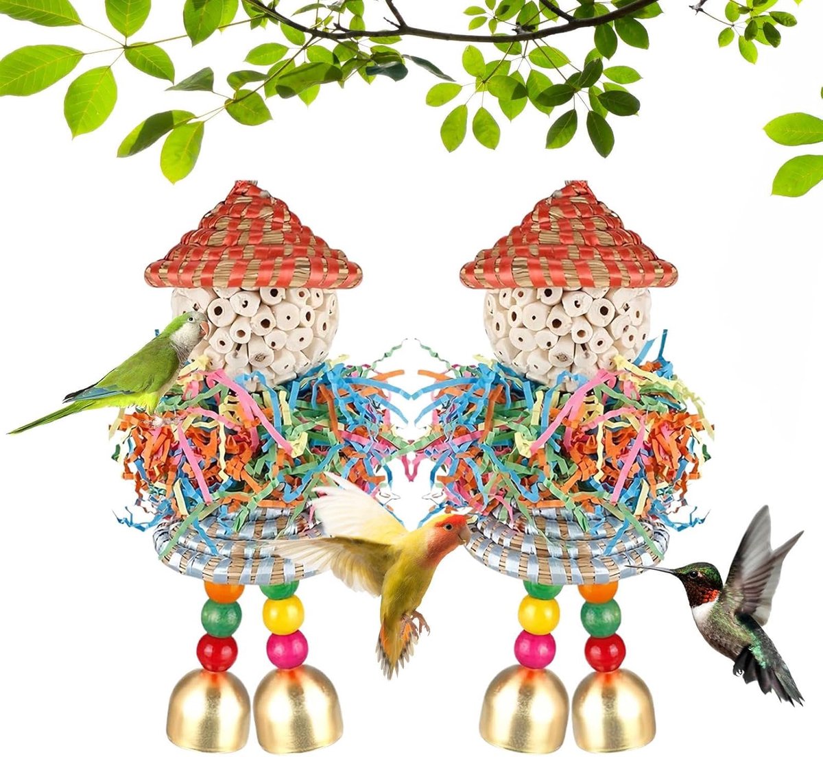 Vogel Voedselbal - Kauwbal Vogelspeelgoed - Voer Zoeken - Interactieve Schommelbeweging - 20 cm Hoog - Niet gespecificeerd