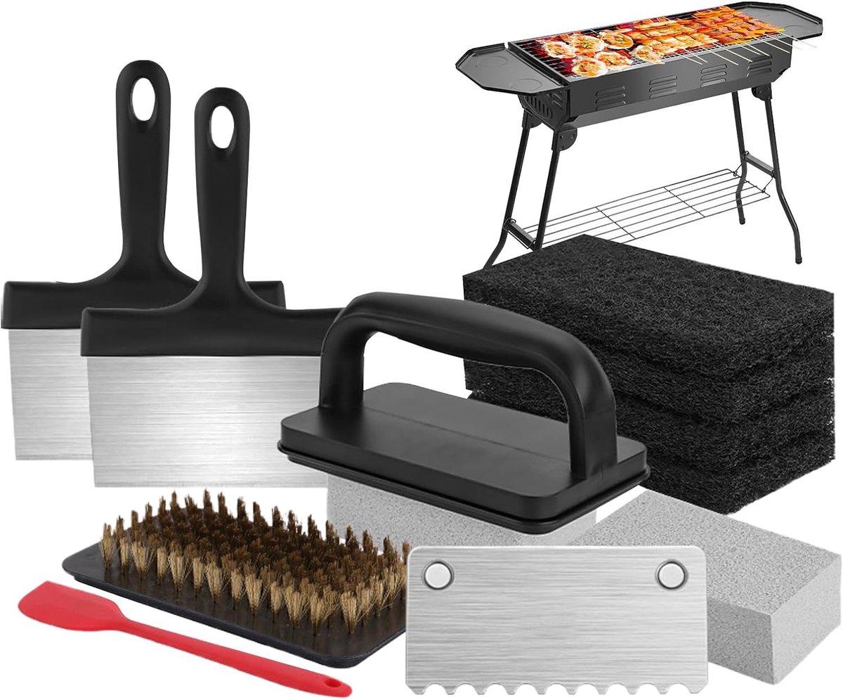 Schoonmaakset Platen - Ontvetter Set - Bakplaat Reinigen - Hittebestendige Koppen - 1.38 kg - Zwart