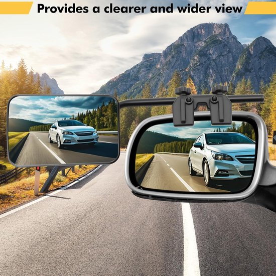 Caravan Spiegel Auto - Universele Buitenspiegel - Meer Zicht Creëren - 360 Graden Verstelbaar - 2 Stuks - Zwart — afbeelding 2