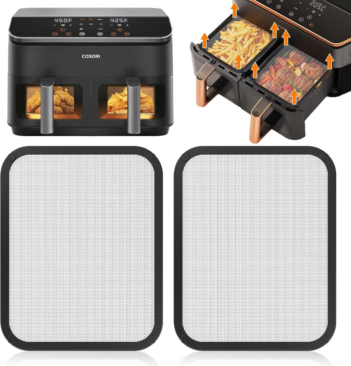 RVS Vetvanger Frituurmand Accessoire Airfryer Schoonhouden Magnetische Bevestiging 2 Stuks Zilverkleurig