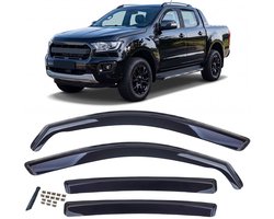 Jeu de 4 Déflecteurs de Vent et de Pluie Noirs pour Ford Ranger T8 2019-2022 | Side Window Deflectors