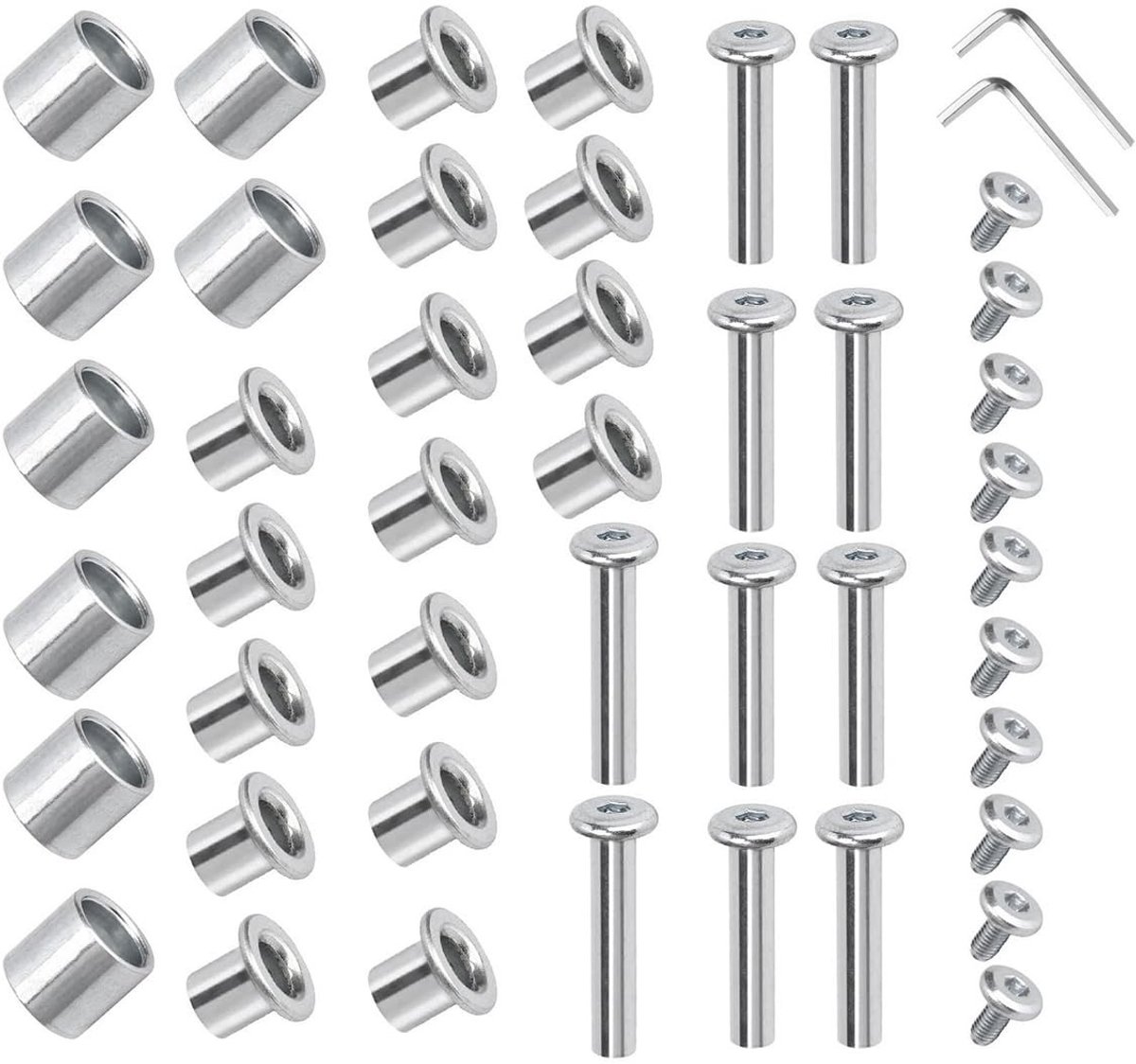 Dailygoods- Inline Skate Wielen Vervangset Rolschaatsreparatie Aluminiumlegering 10 Asschroeven 2 Moersleutels 16 Zijpluggen 8 Bussen Rolschaatsen Zwart