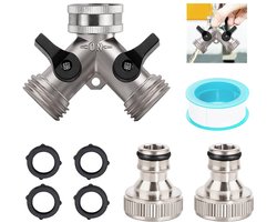 Dailygoods - Jiahuade Y-aansluiting 3/4 inch, messing tuinkraan verdeler, Y-verdeler met dubbele uitgang, kraan voor buiten, tuin, dubbele wasmachinekraan