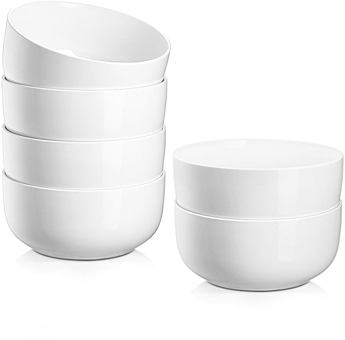 Dailygoods- Müslischalen 800 ml - Keramische Soepkommen - Set van 6 - Vaatwasmachine- en Magnetronbestendig - 15 cm - Lichtgewicht en Duurzaam Porselein - Kommen
