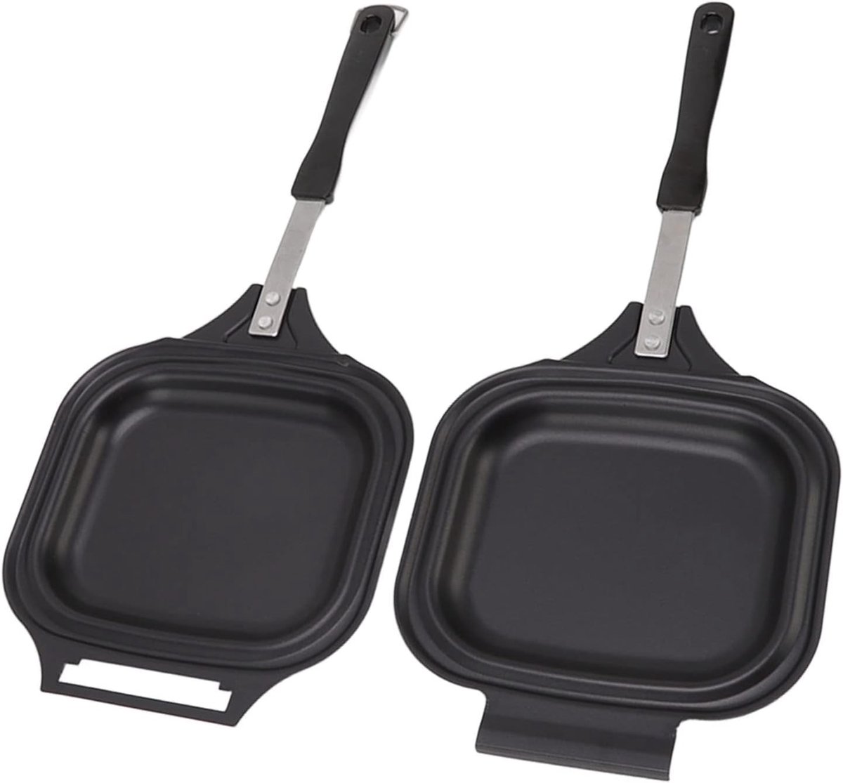 Dubbelzijdige Koekenpan - Omeletpan Pannenkoekenpan - Ontbijt Bereiden - Gelijkmatige Verwarming - Compact Ontwerp - Zwart