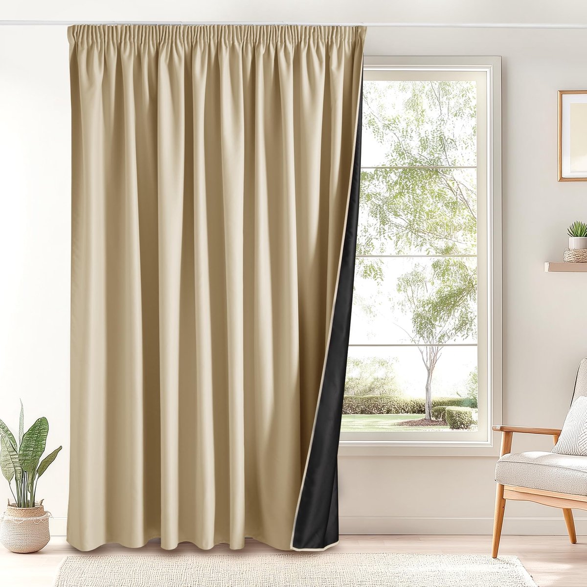 Dailygoods- Verduisterende Gordijnen Warmte-isolerend - Effen Kleur - 300B x 245H cm - 1 Paneel - 100% Polyester - Comfortabele Slaapomgeving - Raamdecoratie