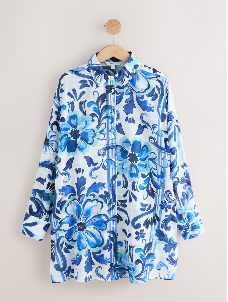 Next - Dames - Strandshirtjurk - Blauw