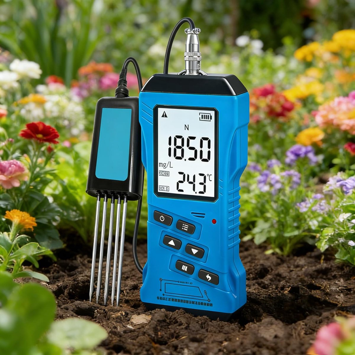 Digitale Bodemtester - Bodem Analyse Apparaat - Planten Verzorgen - 7-in-1 Meting - 3-9 pH - Grijs