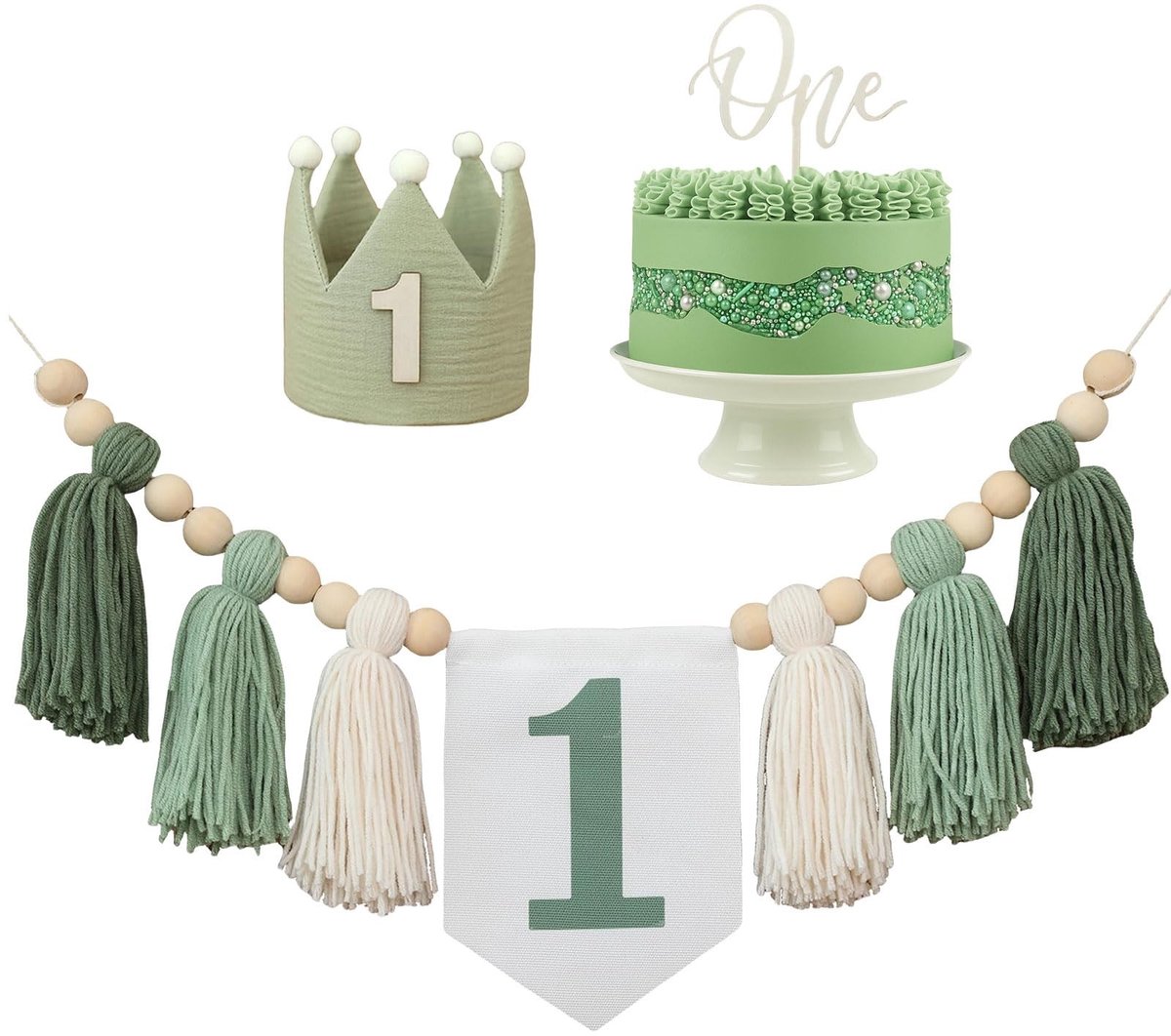 Dailygoods - Eerste Verjaardag Kinderstoel Banner met Houten Bordje Decoratie