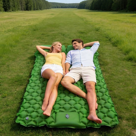 Tweepersoons Slaapmat - Zelfopblazende Slaapmat - Draagbaar Campingmatje Met Voetpomp - Slaapmat Voor Backpacken/Wandelen/Reizen van Tweepersoons. — afbeelding 5