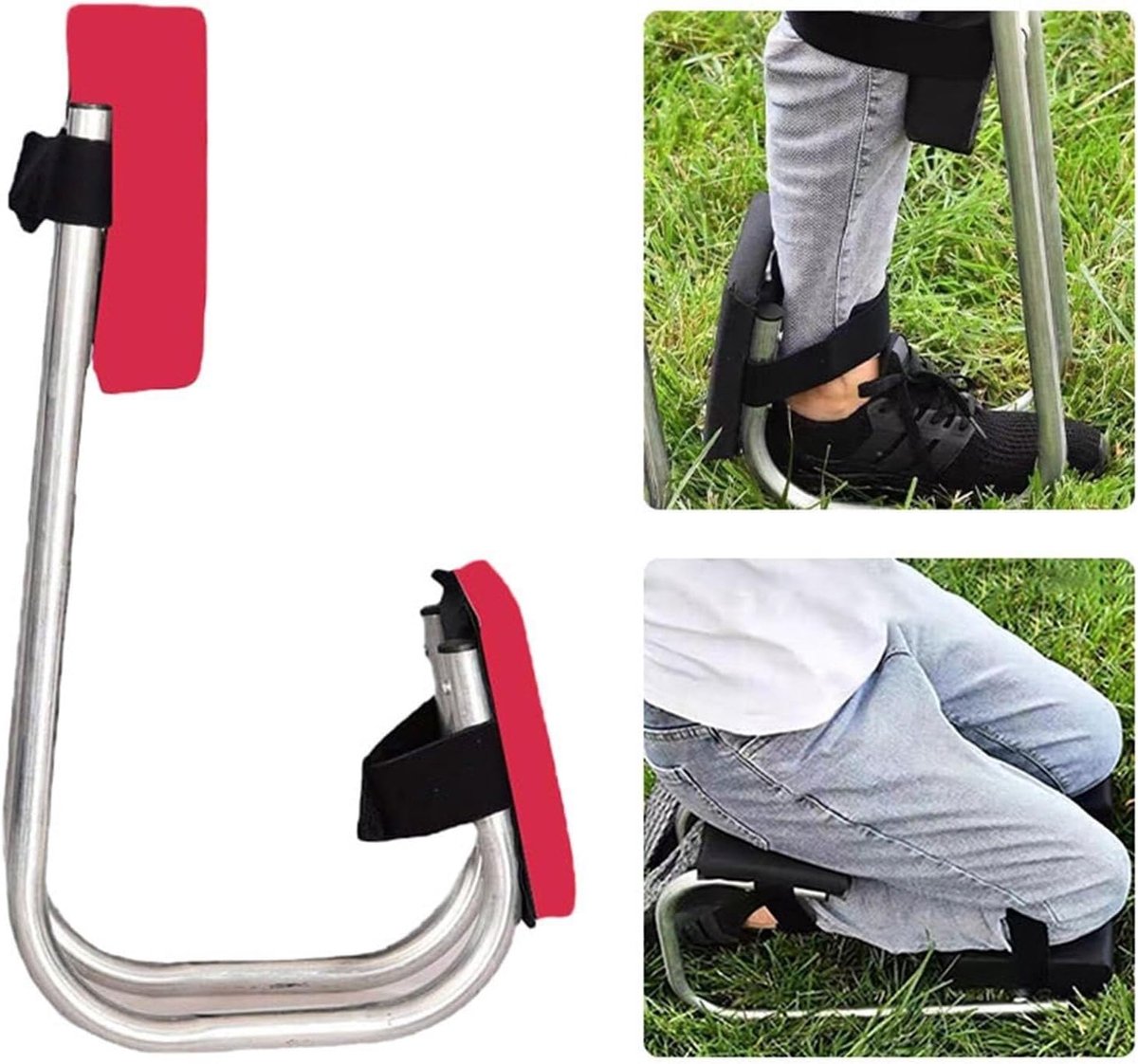Tuinknieler Stoel - Kniekussen Tool - Comfortabel Tuinieren - Versterkt Roestvrij Staal - 48 cm Lengte - Rood