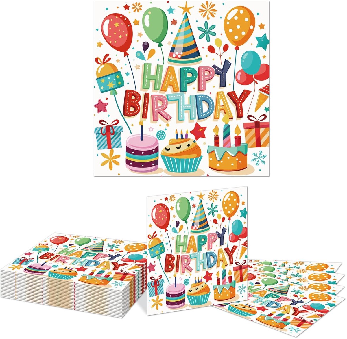Dailygoods- Servetten 20 stuks - Verjaardagsservetten - Wegwerp servetten - Kleurrijke ontwerpen - 16,51x16,51cm - Happy Birthday opdruk - Feestservetten