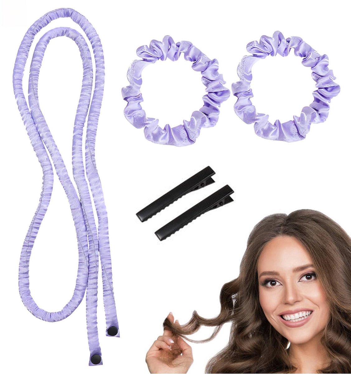 Dailygoods- Krulband Hittevrij - Kapselset voor Lang en Gemiddeld Haar - Krulspelden - Haarbanden - Veiligheidswaarschuwing - Innovatieve Technologie - Haarkrulset