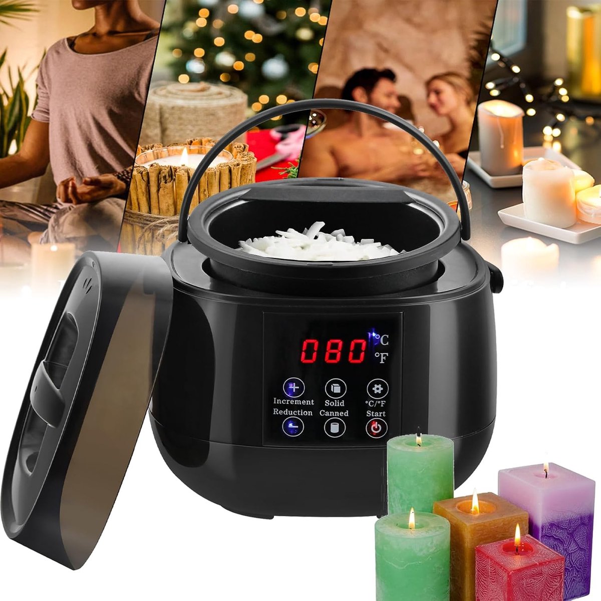 Elektrische Wax Smelter - Kaarsen Smeltkroes - Kaarsen Maken - Antiaanbaklaag LCD Scherm - 500 ml - Wit