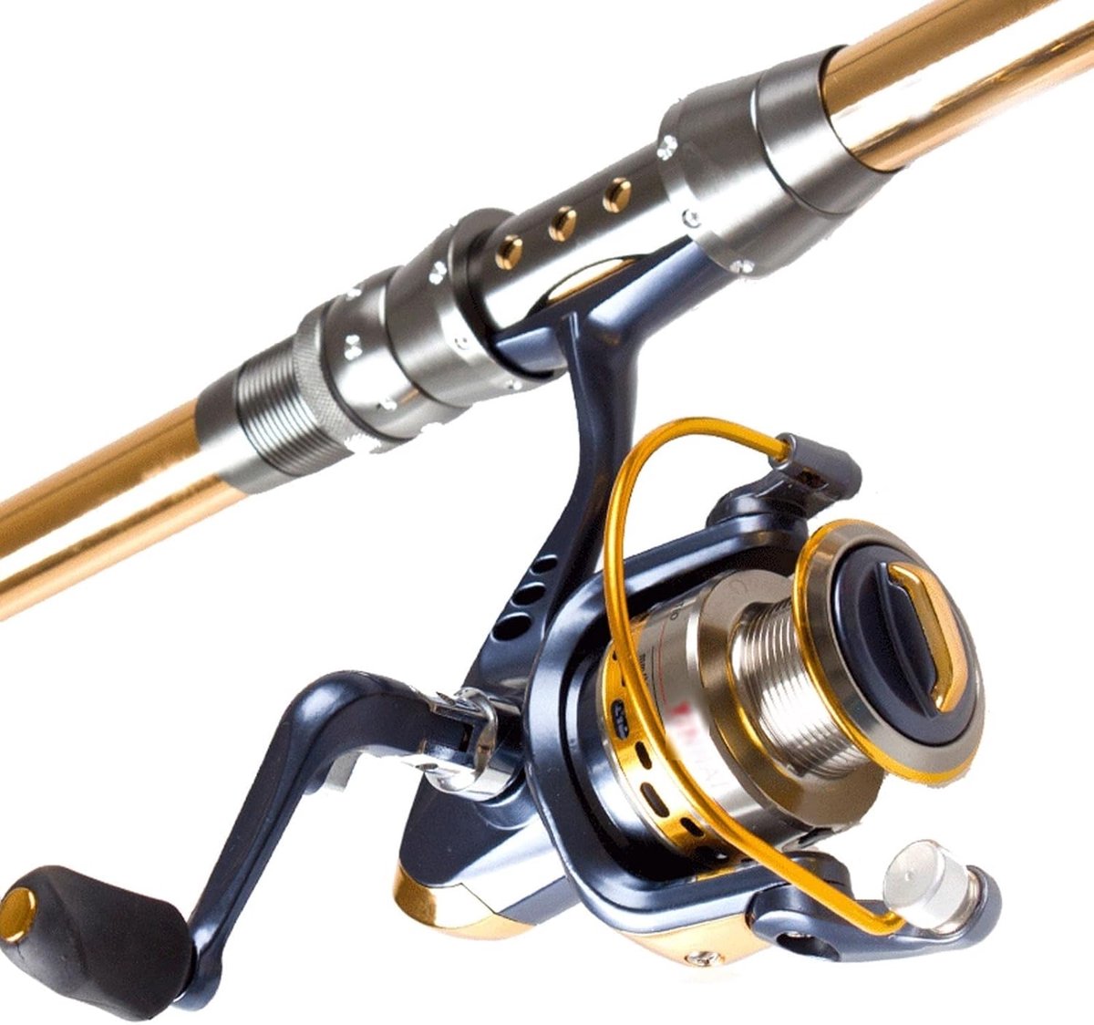 Vishengel Combo - Telescopische hengel - Recreatief vissen - Koolstofvezel composiet - 2.4 Meter - Goud