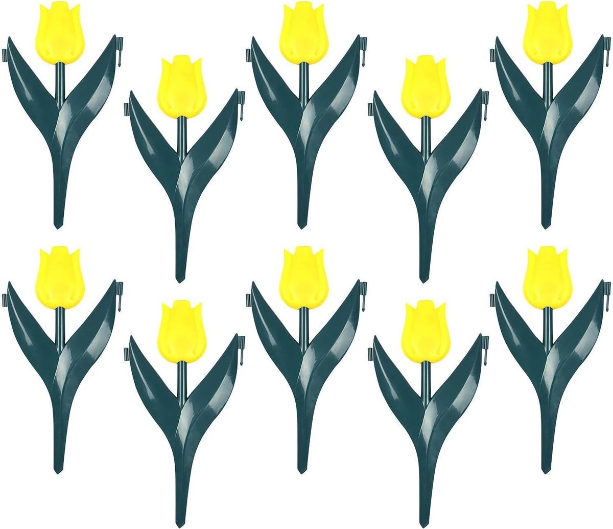 Bloembedrand 10 stuks - Decoratieve rand - Tuin verfraaien - Bloemvormige blokken - 30 x 25 cm - Geel
