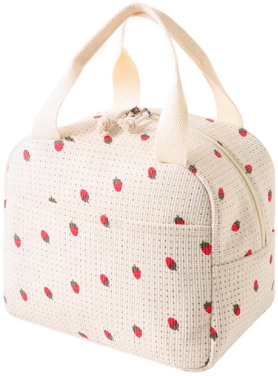 Dailygoods- Thermotas waterdicht - Koeltas met aardbeienpatroon - Draagbaar - Isolatie tot 8 uur - Meerdere vakken - Lichtgewicht en gemakkelijk schoon te maken - Lunchtas