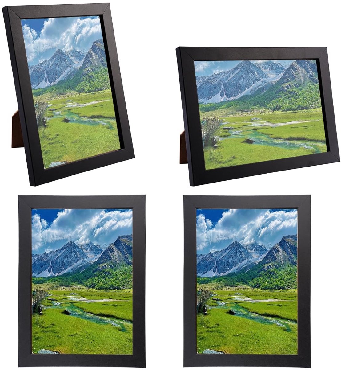 Dailygoods - 4 Stuks 13x18 cm Zwarte Fotolijst, Fotolijst Hout met Acrylglas, Fotolijst 13 X 18, Wand- of Tafelstandaard, Fotolijst voor Foto's Ansichtkaarten Clipart Slaapkamer Woonkamer Kantoren