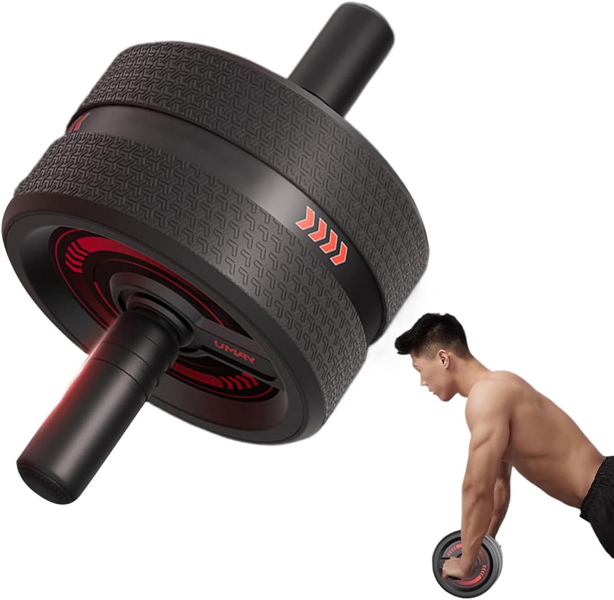 Buikspier Wiel - Core Trainer - Kracht Training - Verbeterde Stabiliteit - 32.5 x 16.5cm - Zwart