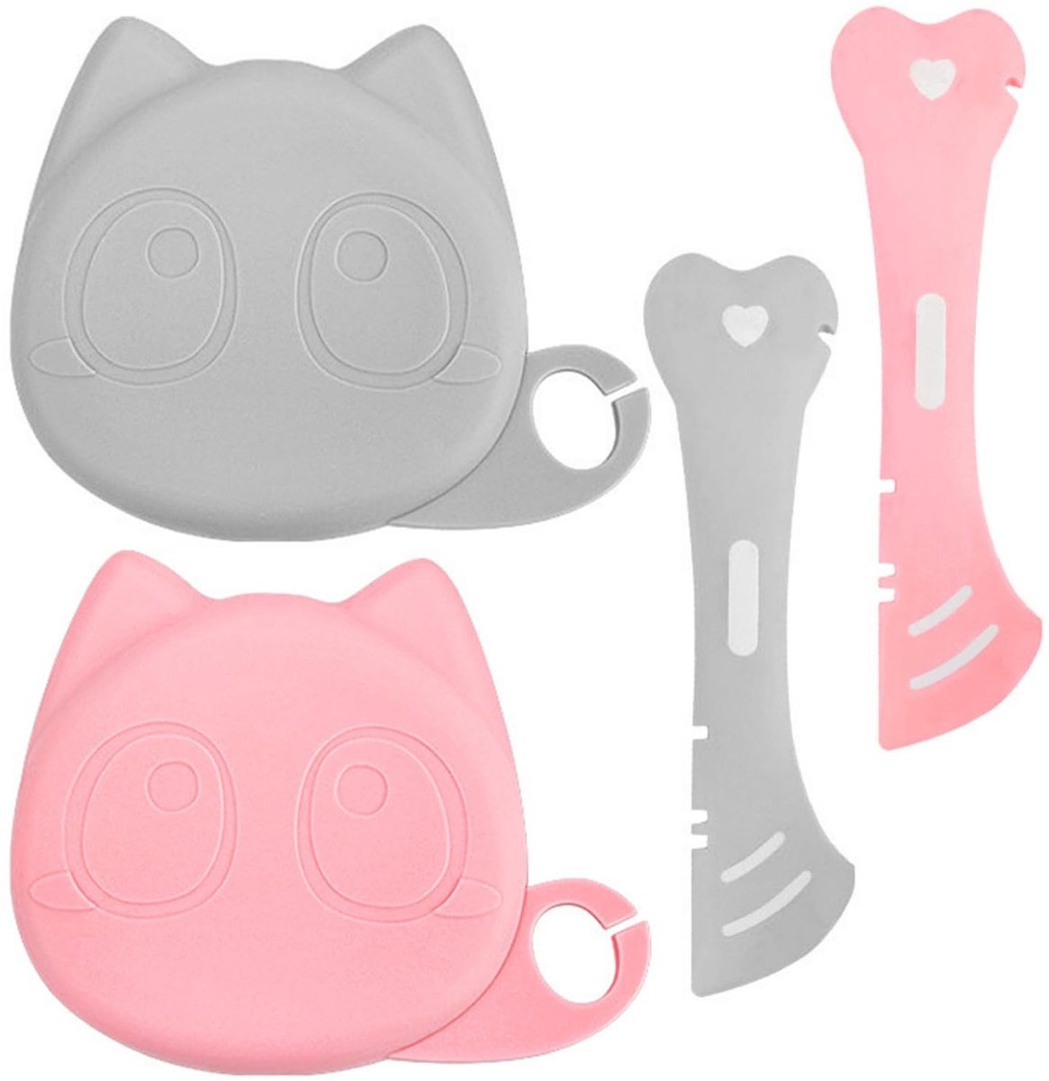 Dailygoods - 2 stuks blikdeksels voor blikken met kattenpoot huisdiervoer blikopener, universele blikjes afdichtingshoezen 2-in-1 spatel huisdierblikopener, schattige katten- en hondenvoerset voor het voeren (roze