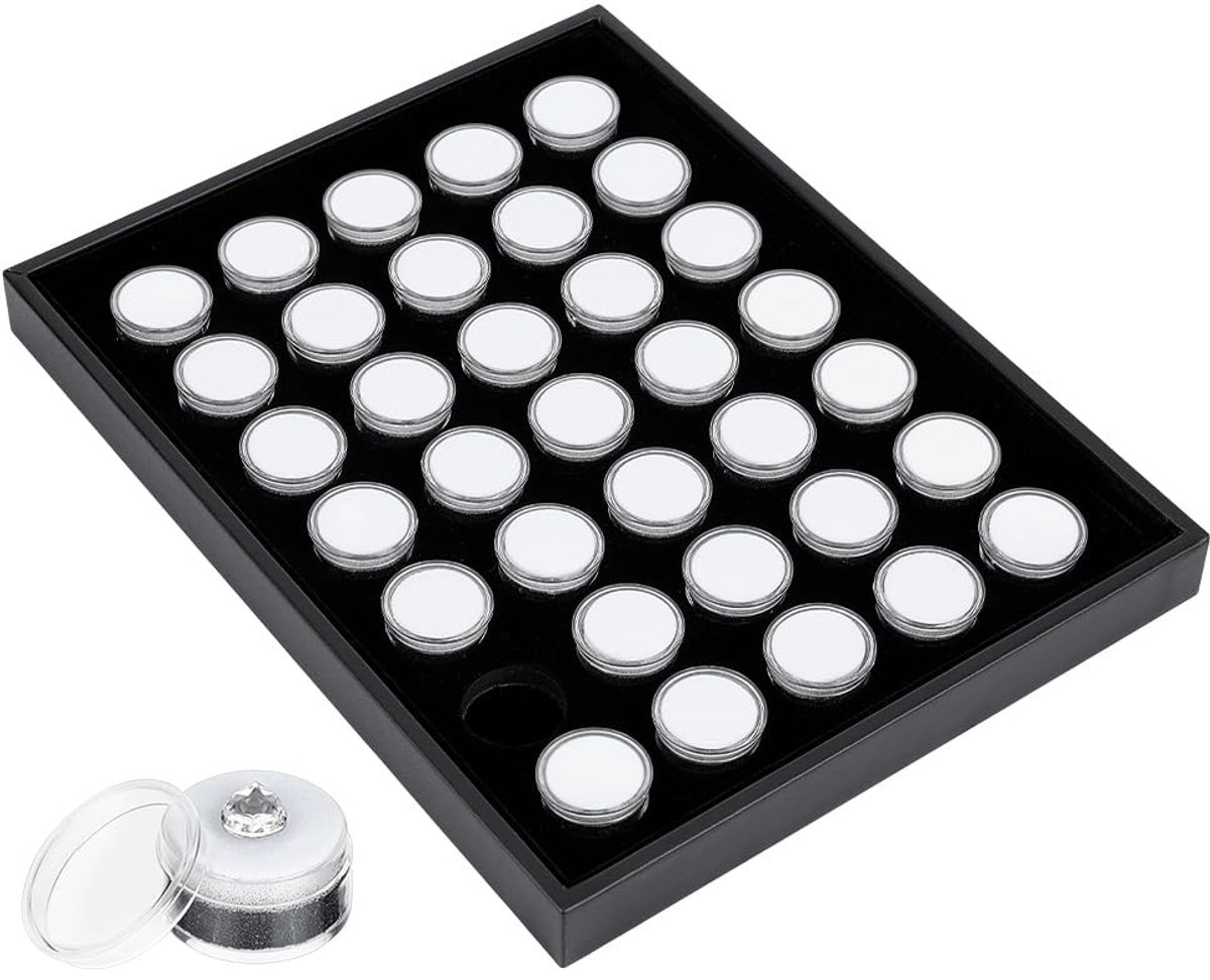 Dailygoods- Sieraden Vitrinekast 31 x 24 cm - Acryl Opbergdoos - Displaydozen voor Edelstenen - Deksel voor Verzamelobjecten - Ideaal voor Diamanten - Displaydoos