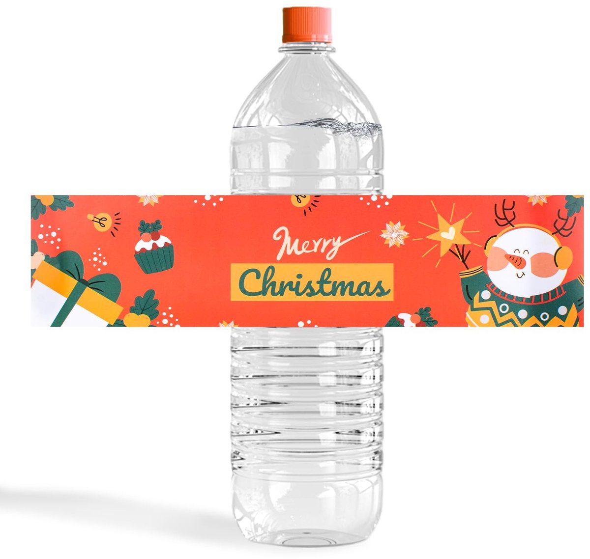 Dailygoods- Kerstetiketten 50 Stuks - Waterflesstickers - Cartoon Motief "Vrolijk Kerstmis" - Duurzaam Materiaal - Eenvoudig Aanbrengen - Feestelijke Decoratie - Feeststickers
