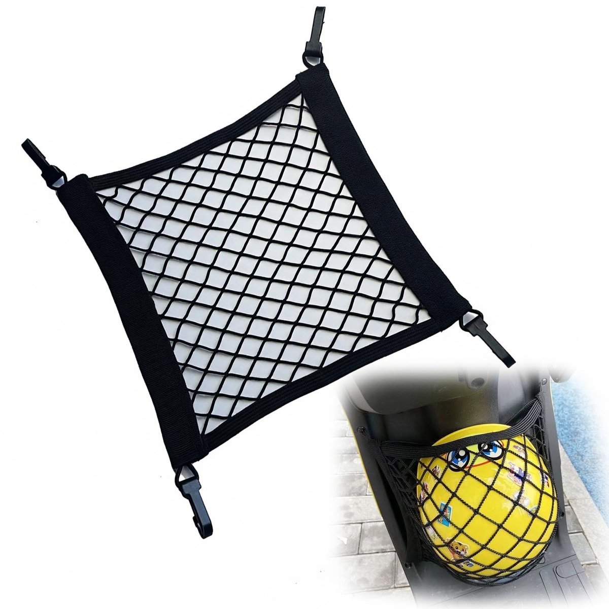 Dailygoods - Motorfiets Bagagenet met 4 Haken voor Veilig Opbergen