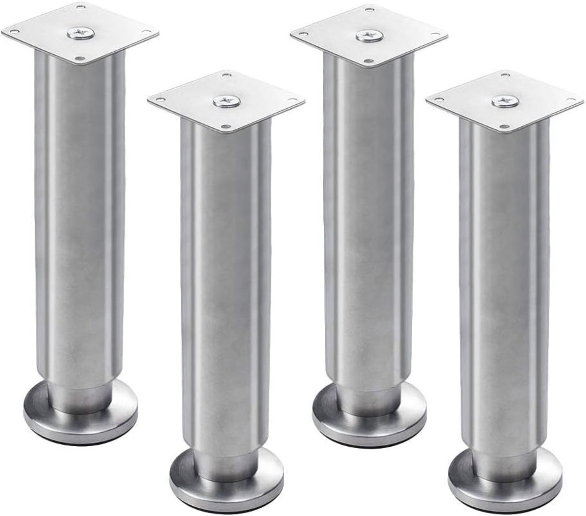 Meubelpoten set - Steunpoten kasten - Meubels verhogen - Verstelbaar roestvrij staal - 4 stuks 35 cm - Geborsteld