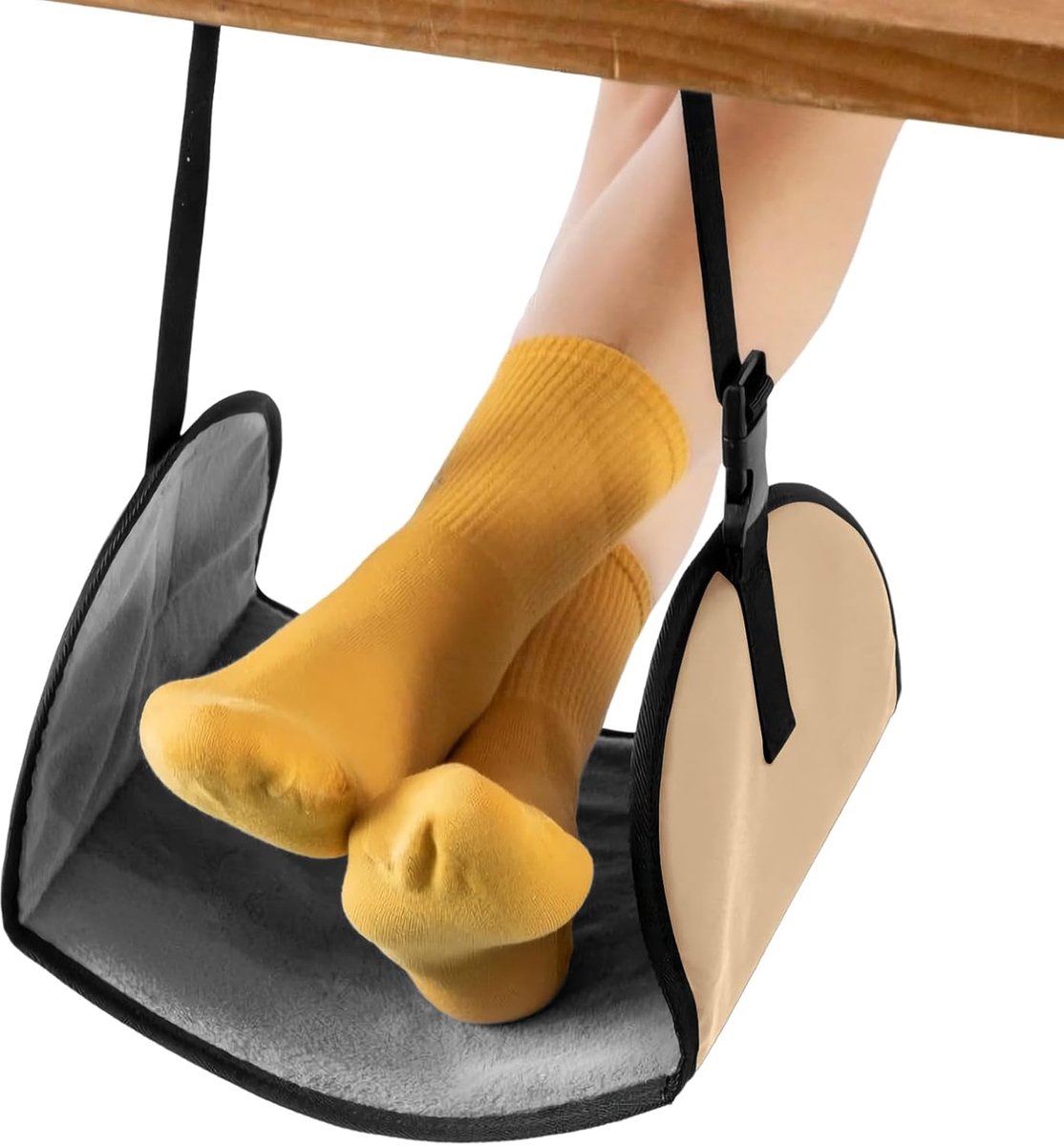 Voetensteun Vliegtuig - Beensteun Bureau - Reizen Ontspannen - Verstelbare Lengte - 30 x 25 x 3 cm - Zwart