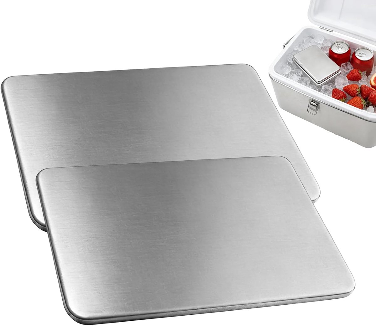 IJsblokjes Roestvrij Staal - Herbruikbare Koelpacks - Koel Houden - Duurzame Koudbewaring - 2 Stuks - Zilver