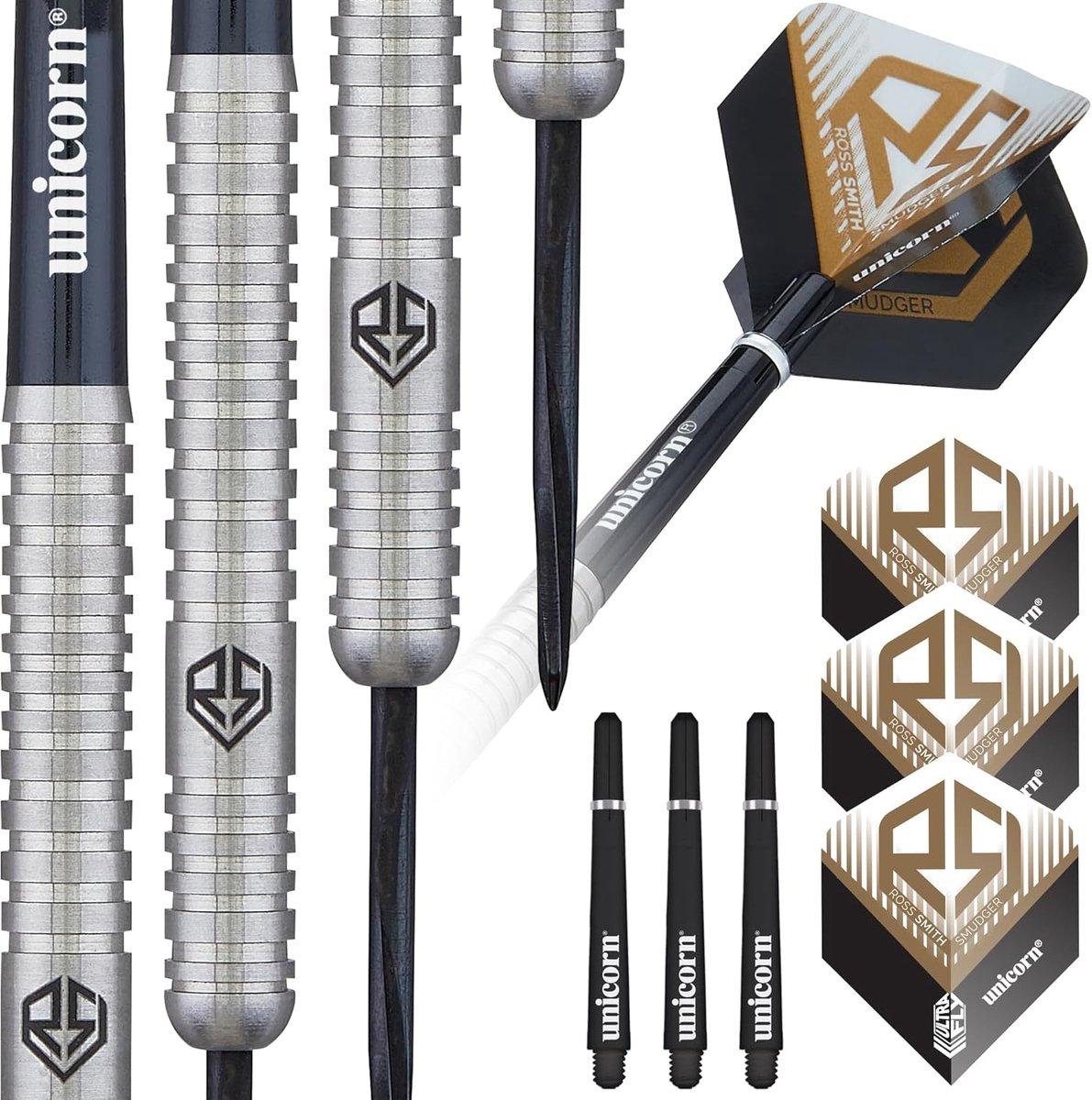 Dartset 90% Wolfraam - Stalen Darts - Precisie Werpen - Lasergeëtst Logo - 24 gram - Zwart Goud