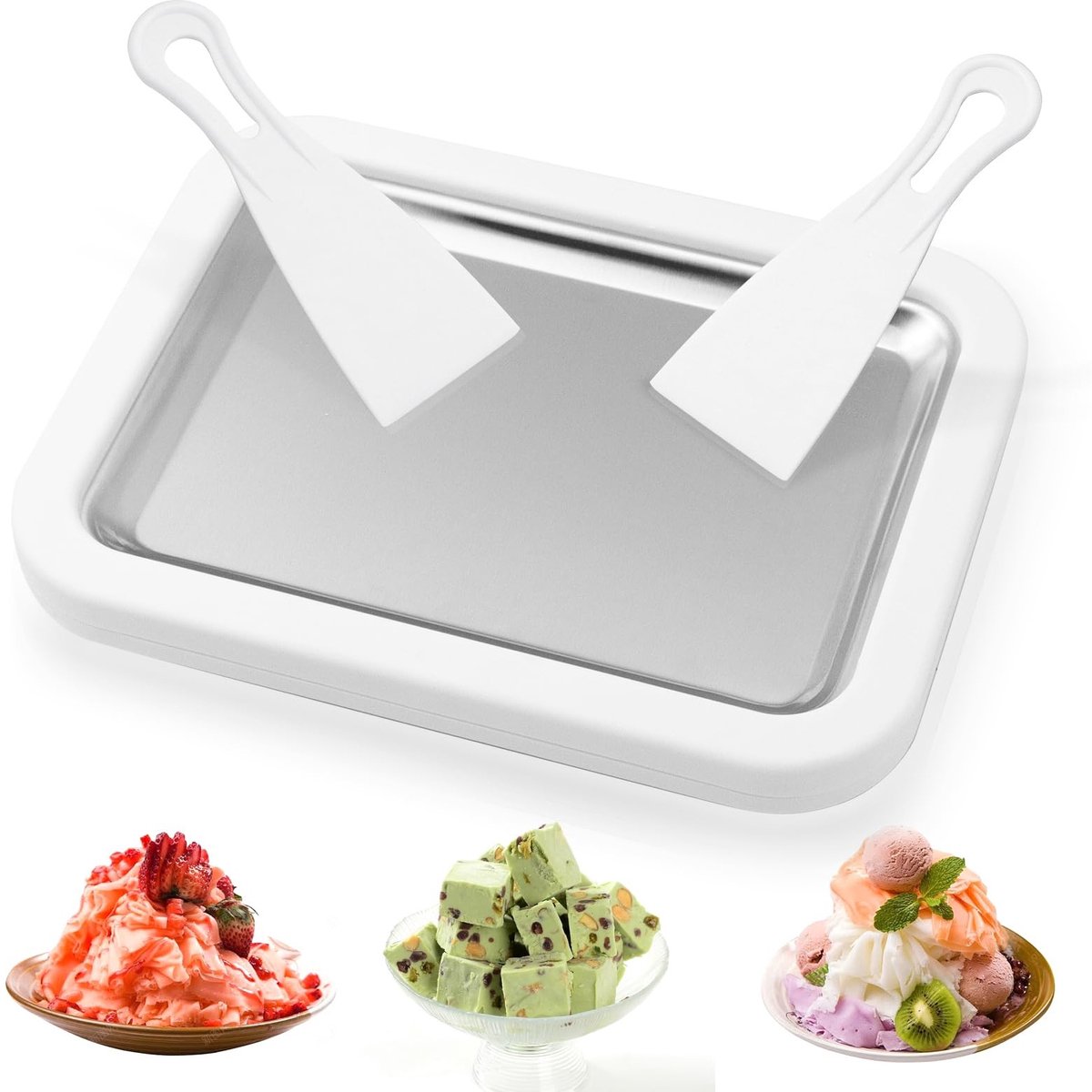 Dailygoods- IJsplaat voor Gerolde IJsroom - IJsroomrol Maker - Spatels - Instant IJs Maker - Dubbele Koude-Isolatie - Vorstbescherming - Ijsmaker