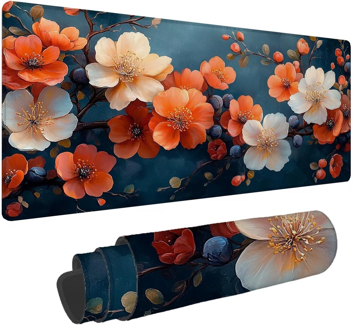 Grote Bureau Mat - Bureau Onderlegger - Comfortabel Werken - Extra Dik 4mm - 80x40 cm - Bloemenprint