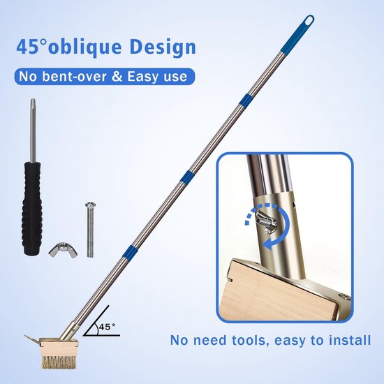 Dailygoods- Onkruidverdelger Handmatig - Onkruid Borstelkoppen - Spleetwieden Tool - Mos Verwijderaar - Hoogwaardig Messing Geplateerd Staal - 64,9 Inch Handvat - Spleetwieder van Dailygoods — afbeelding 2